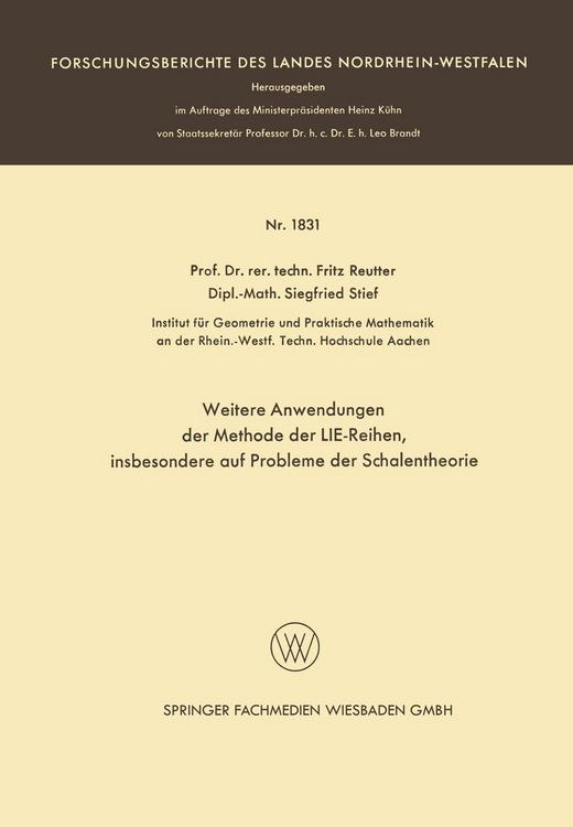 Produktbild: Weitere Anwendungen der Methode der LIE-Reihen
