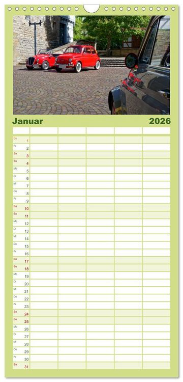 Produktbild: Familienplaner 2026 - Cinquecento Der kleine Italiener - 60 Jahre zeitloses Kultobjekt mit 5 Spalten (Wandkalender, 21 x 45 cm) CALVENDO