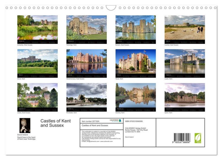 Produktbild: Castles of Kent and Sussex (Wall Calendar 2026 DIN A3 landscape), CALVENDO 12 Month Wall Calendar