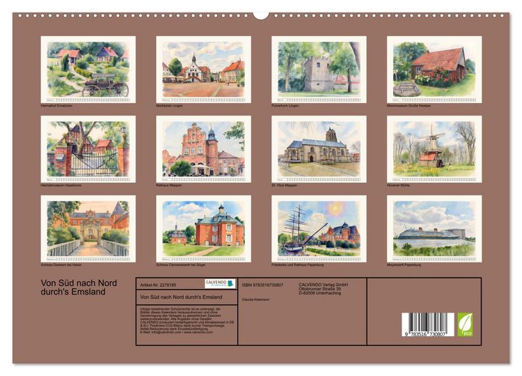 Produktbild: Von S&uuml;d nach Nord durch's Emsland (hochwertiger Premium Wandkalender 2026 DIN A2 quer), Kunstdruck in Hochglanz