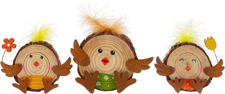 Holzdeko "Küken" 3er-Set