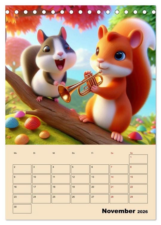 Produktbild: Waldtiere machen Musik (Tischkalender 2026 DIN A5 hoch), CALVENDO Monatskalender