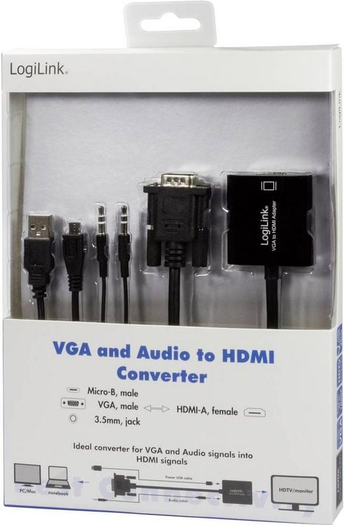 Produktbild: LogiLink CV0060 Video-Konverter - Kabel - Audio / Multimedia / Digital / Daten / Digital / Display / Video 0,2 m - Schwarz