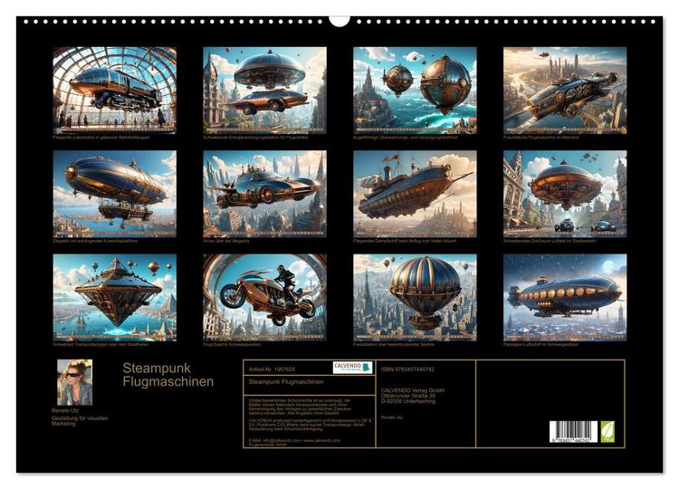 Produktbild: Steampunk Flugmaschinen (Wandkalender 2026 DIN A2 quer), CALVENDO Monatskalender