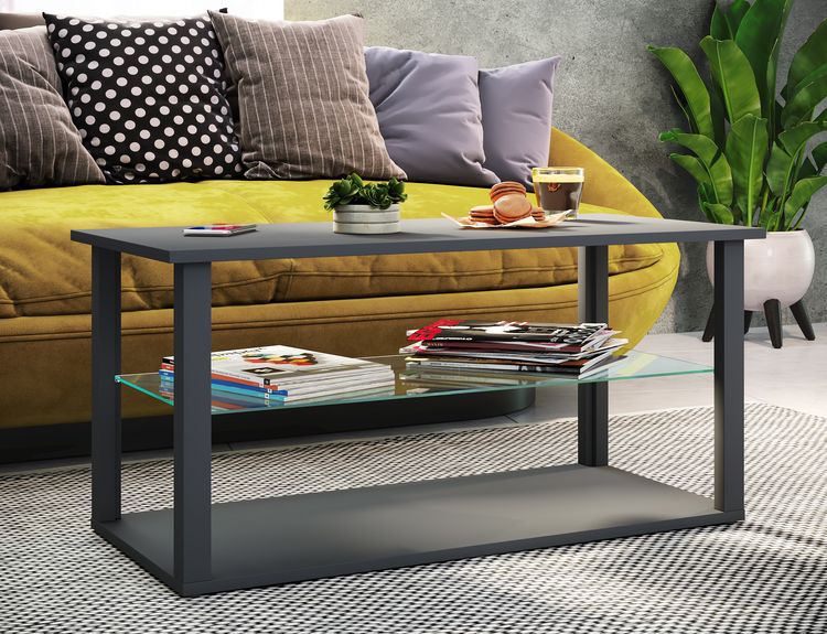 Produktbild: Holz Sofatisch Couchtisch Glas Tisch Wanilo L
