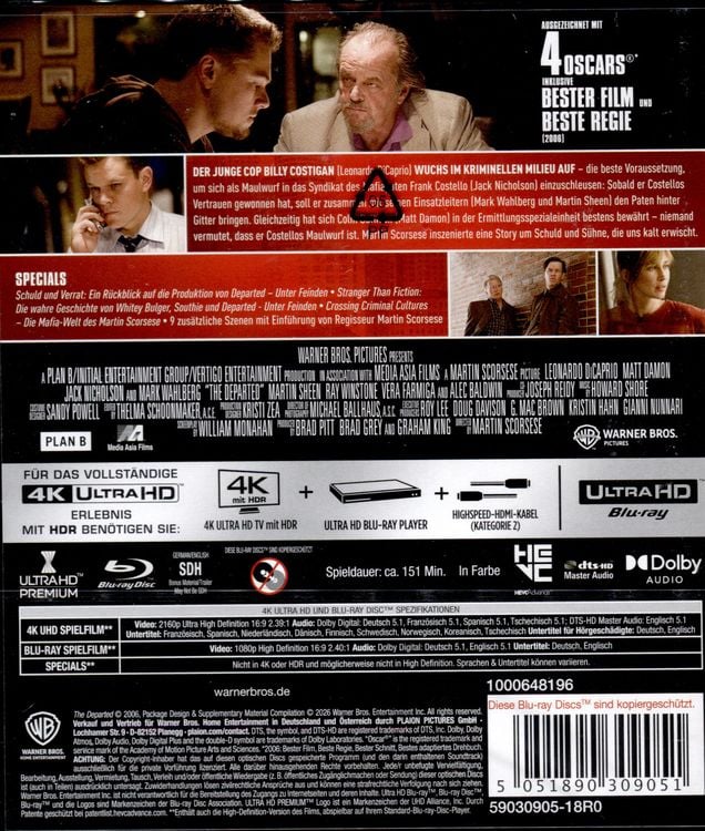 Produktbild: Departed: Unter Feinden (4K Ultra HD) (+ Blu-ray)