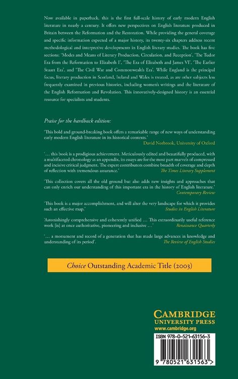 Produktbild: The Cambridge History of Early Modern English Literature
