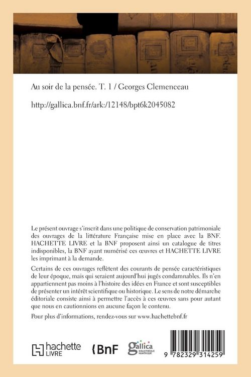 Produktbild: Au soir de la pens&eacute;e. Tome 1