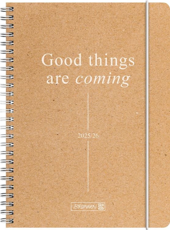Produktbild: BRUNNEN Schülerkalender (2025/2026) "Good Things", 2 Seiten = 1 Woche, A5, 208 Seiten, Kraftpapier-Einband