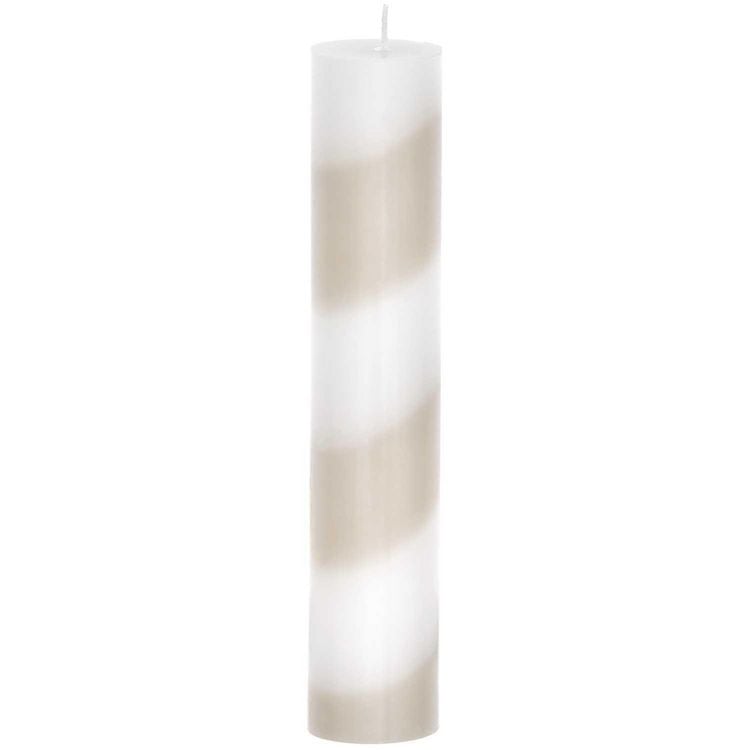 Produktbild: Stabkerze, gestreift, Beige/Wei&szlig;,4 x 20 cm, 226 g, Brenndaue