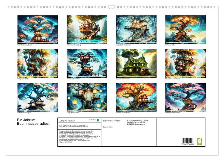Produktbild: Ein Jahr im Baumhausparadies (Wandkalender 2026 DIN A2 quer), CALVENDO Monatskalender
