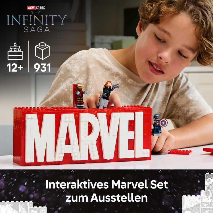 Produktbild: LEGO Marvel: MARVEL Logo & Minifiguren - Set mit Avengers Figuren 76313