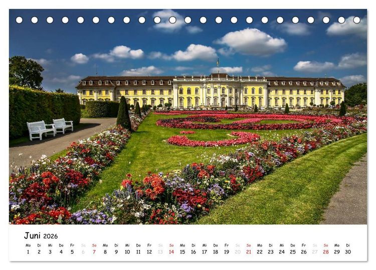 Produktbild: Schl&ouml;sser und G&auml;rten S&uuml;ddeutschland (Tischkalender 2026 DIN A5 quer), CALVENDO Monatskalender