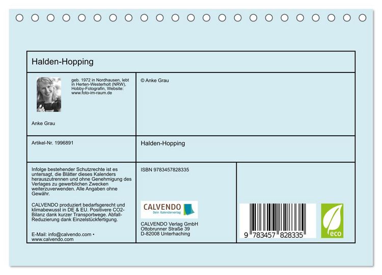 Produktbild: Halden-Hopping (Tischkalender 2026 DIN A5 quer), CALVENDO Monatskalender