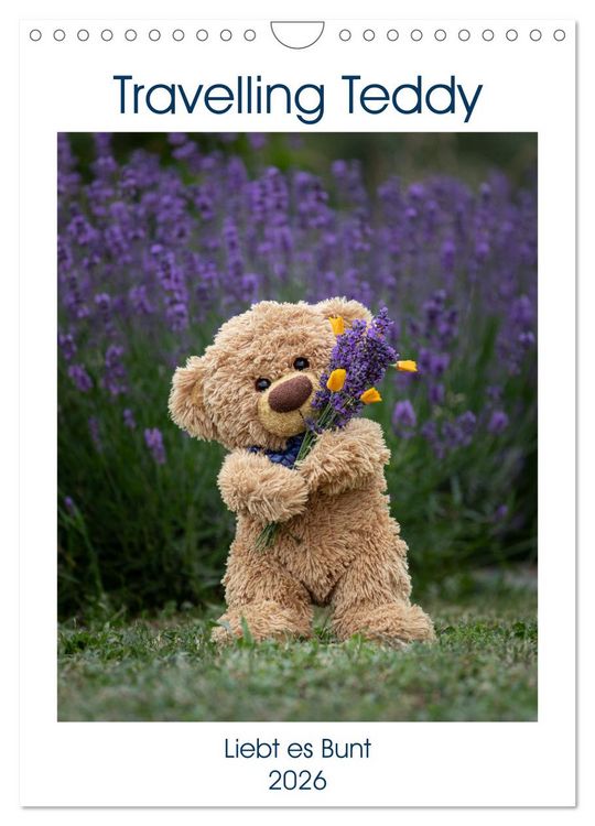 Produktbild: Travelling Teddy liebt es Bunt (Wandkalender 2026 DIN A4 hoch), CALVENDO Monatskalender