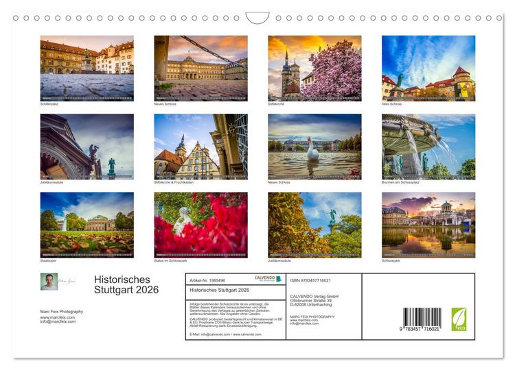 Produktbild: Historisches Stuttgart 2026 (Wandkalender 2026 DIN A3 quer), CALVENDO Monatskalender