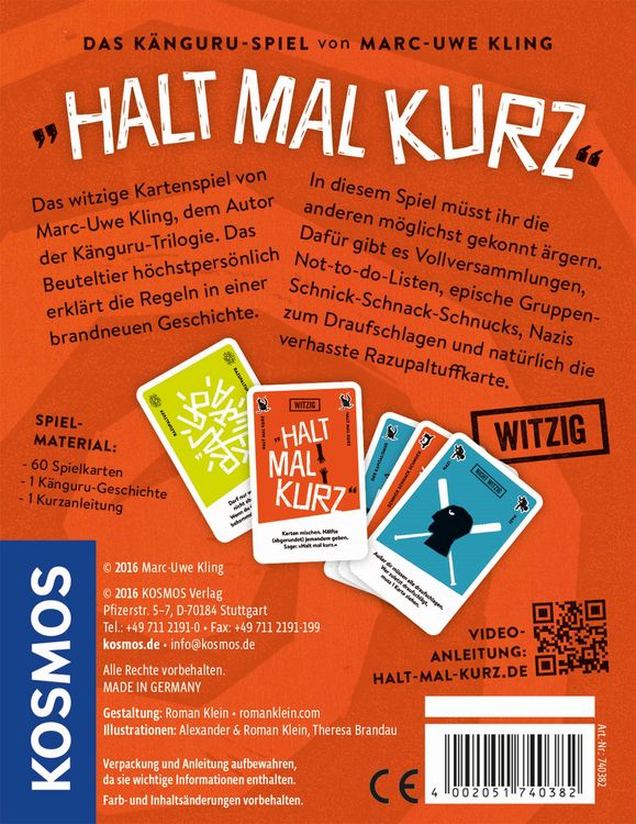 Produktbild: Halt mal kurz, Das K&auml;nguru Kartenspiel