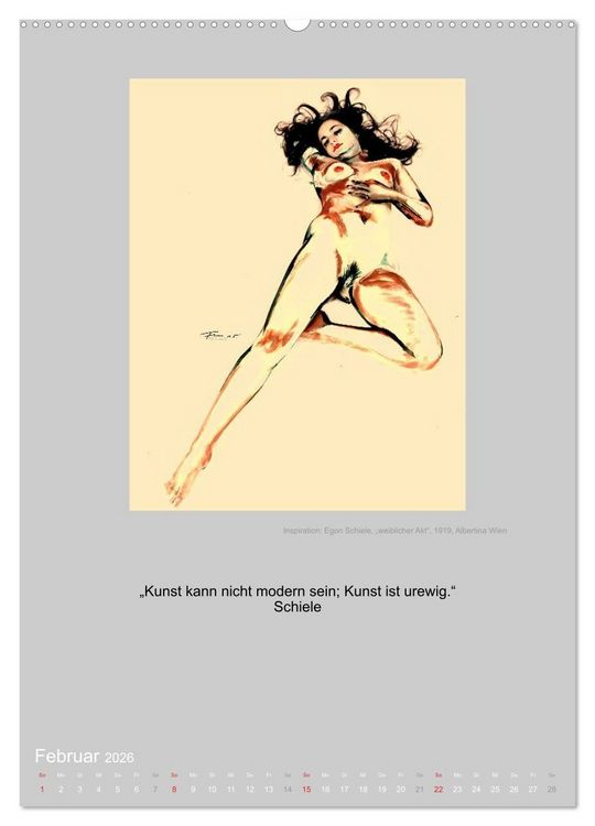 Produktbild: EROTISCHE BODYPAINTING ZITATE - HOMMAGE AN KLIMT, SCHIELE UND PICASSO (hochwertiger Premium Wandkalender 2026 DIN A2 hoch), Kunstdruck in Hochglanz
