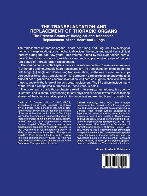 Produktbild: The Transplantation and Replacement of Thoracic Organs