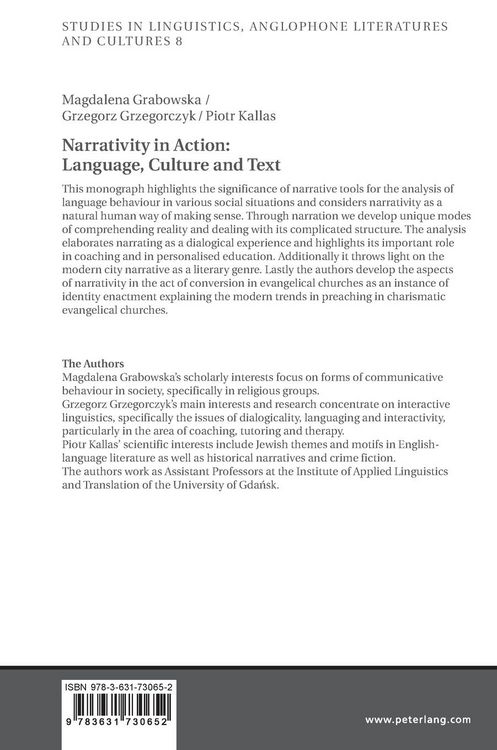 Produktbild: Narrativity in Action: Language, Culture and Text