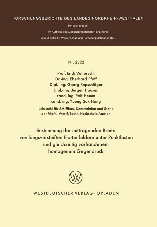 Produktbild: Bestimmung der mittragenden Breite von l&auml;ngsversteiften Plattenfeldern unter Punktlasten und gleichzeitig vorhandenem homogenem Gegendruck