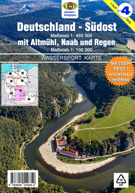 Produktbild: Wassersport-Wanderkarte / Deutschland S&uuml;dost mit Altm&uuml;hl, Naab und Regen f&uuml;r Kanu- und Rudersport