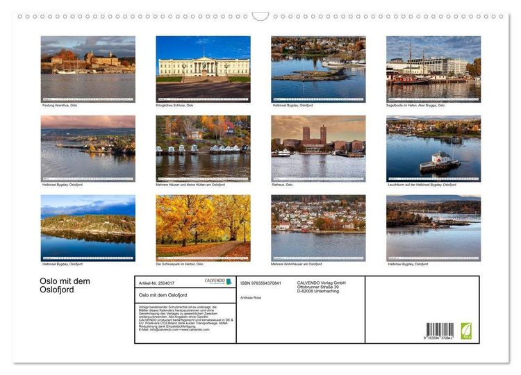Produktbild: Oslo mit dem Oslofjord (Wandkalender 2027 DIN A2 quer), CALVENDO Monatskalender