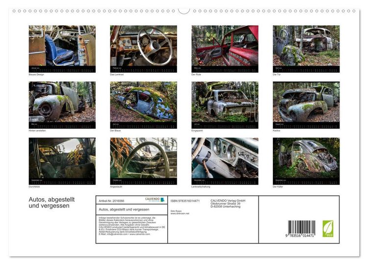 Produktbild: Autos, abgestellt und vergessen (hochwertiger Premium Wandkalender 2026 DIN A2 quer), Kunstdruck in Hochglanz