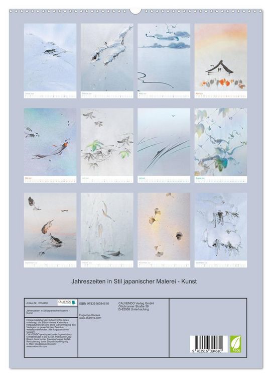 Produktbild: Jahreszeiten in Stil japanischer Malerei - Kunst (hochwertiger Premium Wandkalender 2026 DIN A2 hoch), Kunstdruck in Hochglanz