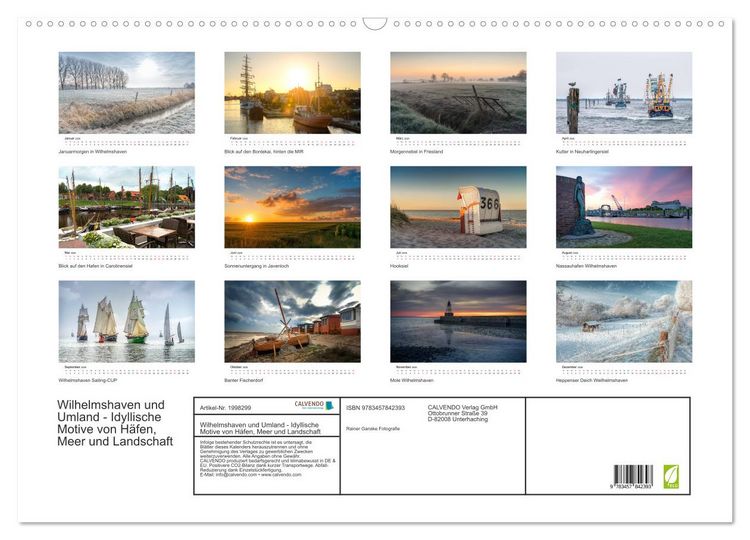 Produktbild: Wilhelmshaven und Umland - Idyllische Motive von H&auml;fen, Meer und Landschaft (Wandkalender 2026 DIN A2 quer), CALVENDO Monatskalender