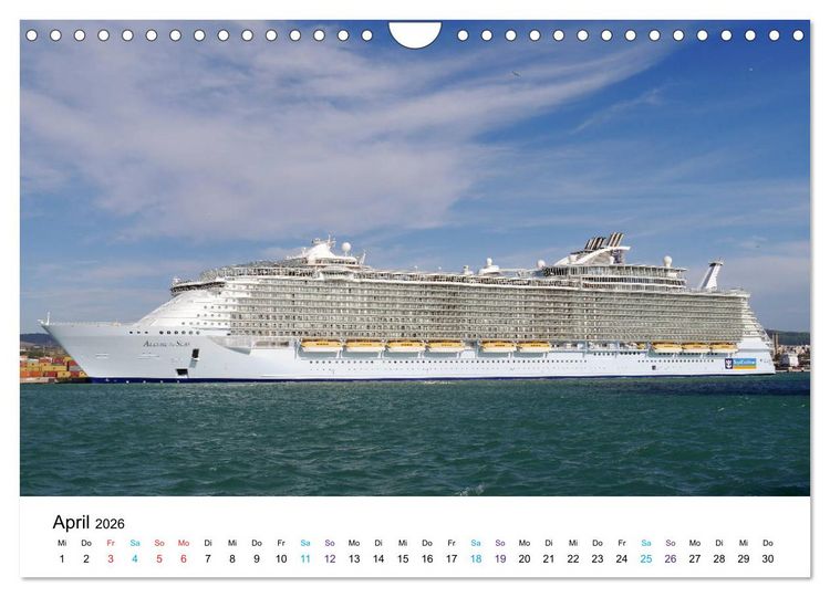 Produktbild: Riesen der Meere - Kreuzfahrtschiffe (Wandkalender 2026 DIN A4 quer), CALVENDO Monatskalender