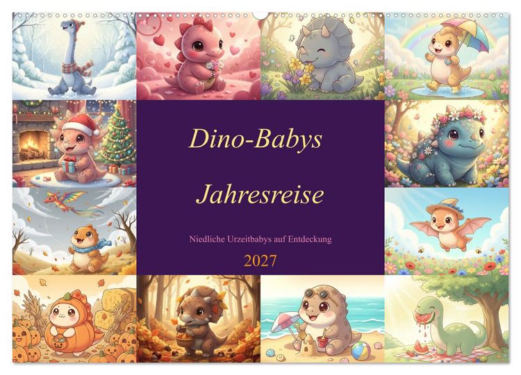 Produktbild: Dino-Babys Jahresreise (Wandkalender 2027 DIN A2 quer), CALVENDO Monatskalender