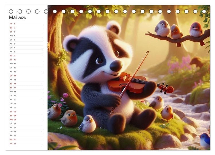 Produktbild: Musikalische Waldtiere (Tischkalender 2026 DIN A5 quer), CALVENDO Monatskalender