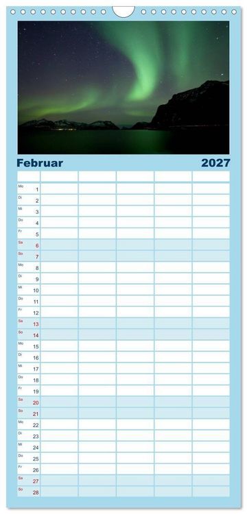 Produktbild: Familienplaner 2027 - Norwegen - Land im Norden mit 5 Spalten (Wandkalender, 21 x 45 cm) CALVENDO