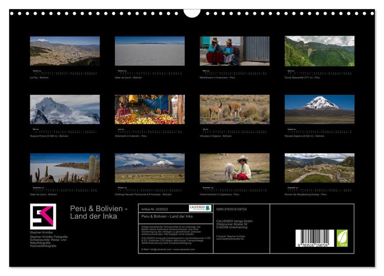 Produktbild: Peru & Bolivien - Land der Inka (Wandkalender 2026 DIN A3 quer), CALVENDO Monatskalender