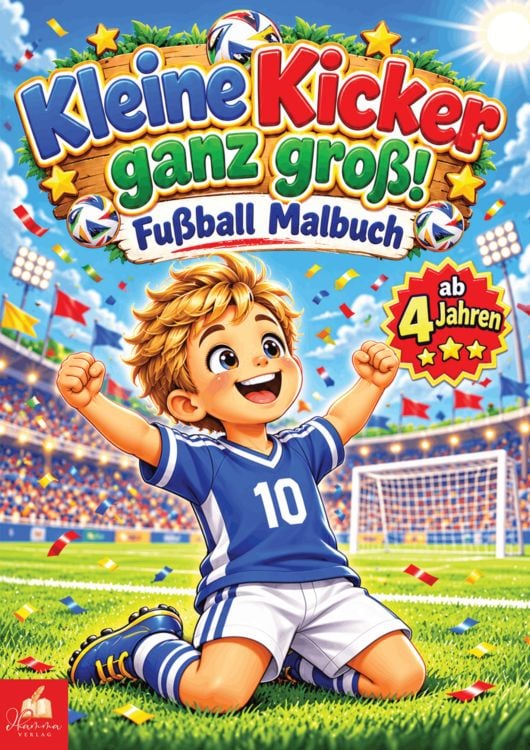 Produktbild: Kleine Kicker ganz gro&szlig;! &ndash; Fu&szlig;ball Malbuch ab 4 Jahren f&uuml;r Jungs mit 50 Ausmalbildern