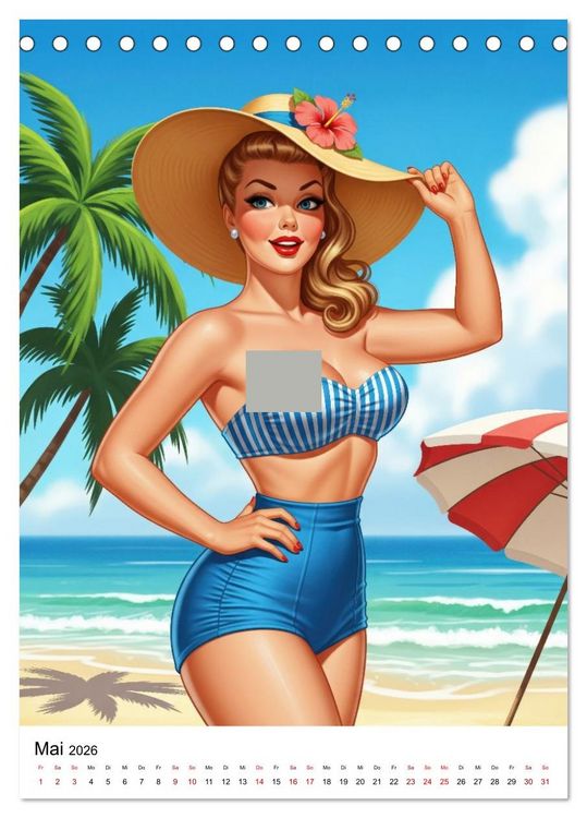 Produktbild: Charme & Kurven: Die Pin-ups der Golden 50s (Tischkalender 2026 DIN A5 hoch), CALVENDO Monatskalender