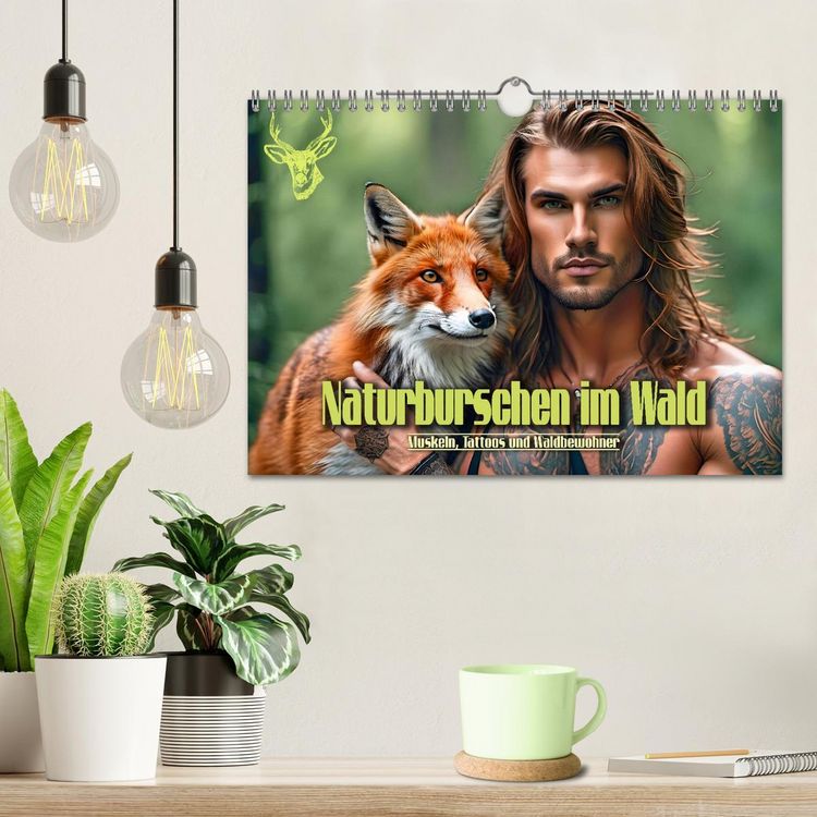 Produktbild: Naturburschen im Wald - Muskeln, Tattoos und Waldbewohner (Wandkalender 2026 DIN A4 quer), CALVENDO Monatskalender