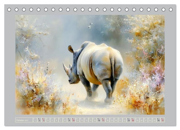 Produktbild: Nash&ouml;rner. M&auml;chtige Rhinos in der Grassavanne (Tischkalender 2027 DIN A5 quer), CALVENDO Monatskalender