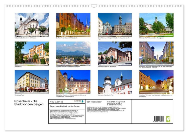 Produktbild: Rosenheim - Die Stadt vor den Bergen (Wandkalender 2027 DIN A2 quer), CALVENDO Monatskalender