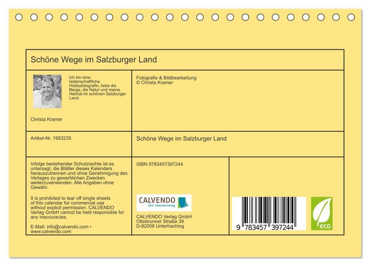 Produktbild: Sch&ouml;ne Wege im Salzburger Land (Tischkalender 2026 DIN A5 quer), CALVENDO Monatskalender