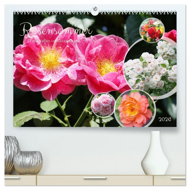 Produktbild: Rosensommer (hochwertiger Premium Wandkalender 2026 DIN A2 quer), Kunstdruck in Hochglanz