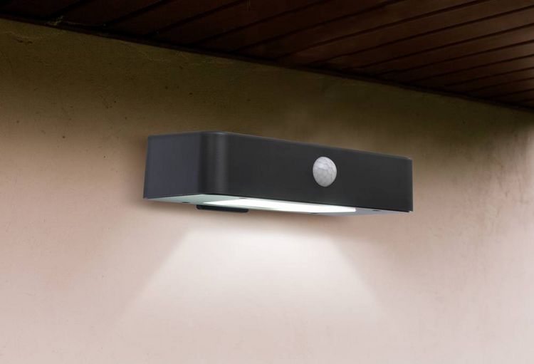 Produktbild: Sygonix SY-4677502 Solar-Au&szlig;enwandleuchte mit Bewegungsmelder SMD LED 1W Schwarz