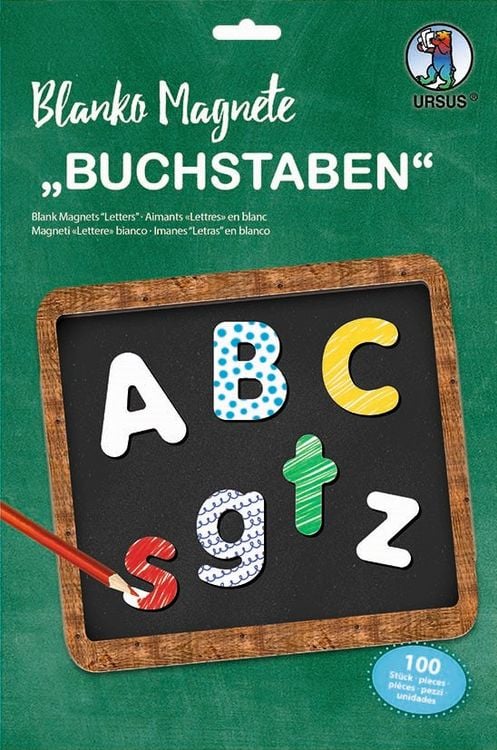Produktbild: URSUS Blankoartikel Blanko-Magnete Buchstaben, 100er Set, 3,2 - 4,3 cm