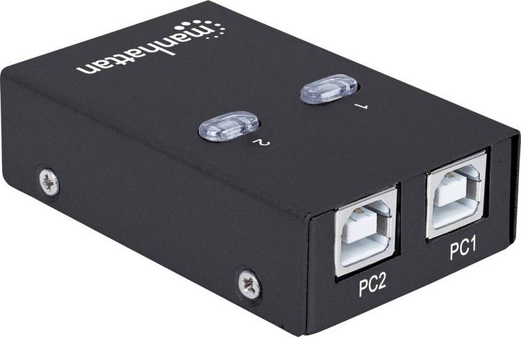 Produktbild: Manhattan 2 Port USB 2.0-Umschalter Schwarz