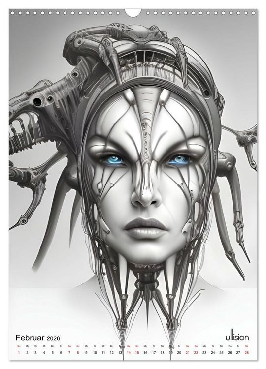 Produktbild: Biomechanic Portrait - Sch&ouml;nheit zwischen Mensch und Maschine (Wandkalender 2026 DIN A3 hoch), CALVENDO Monatskalender