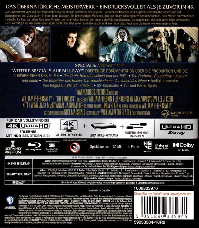 Produktbild: Der Exorzist (4K Ultra HD) + (Blu-ray)