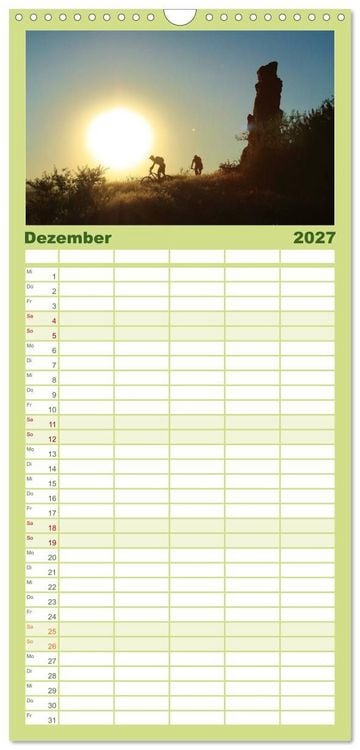 Produktbild: Familienplaner 2027 - Mountainbike Traumpfade mit 5 Spalten (Wandkalender, 21 x 45 cm) CALVENDO