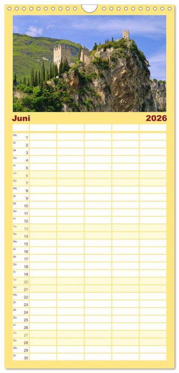 Produktbild: Familienplaner 2026 - Gardasee mit 5 Spalten (Wandkalender, 21 x 45 cm) CALVENDO