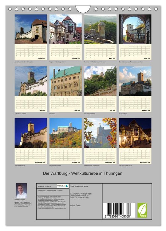 Produktbild: Die Wartburg - Weltkulturerbe in Th&uuml;ringen (Wandkalender 2026 DIN A4 hoch), CALVENDO Monatskalender
